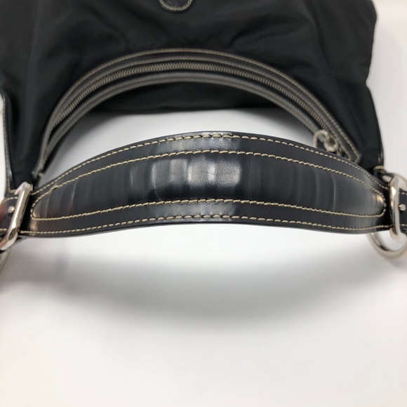 Prada "Nero" Black Nylon Patent Leather Hobo Bag - Picture 8 of 13